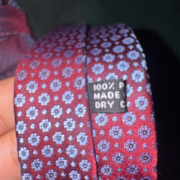 Stefano Ricci Micro-Geometric Silk Tie Burgundy and Blue Patterned Tie - Picture 7 of 7